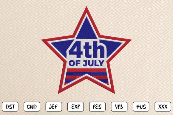 4th of July Star Embroidery Design