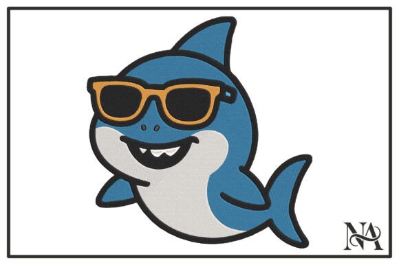 Cool Shark Sunglasses Embroidery Design