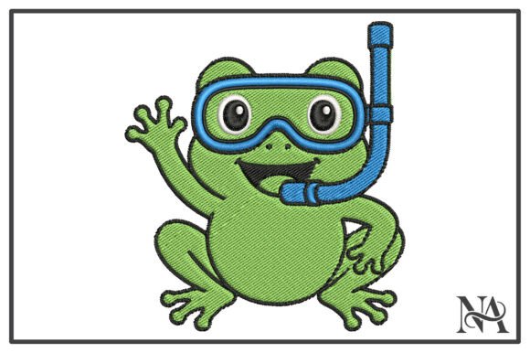 Cute Frog Snorkeling Embroidery Design Review