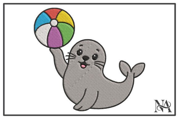 Cute Seal with Beach Ball Embroidery Review