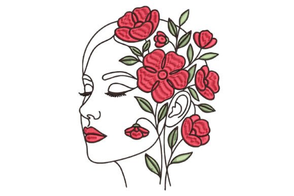Floral Woman Face Embroidery Design Review for Boutique Sweatshirts