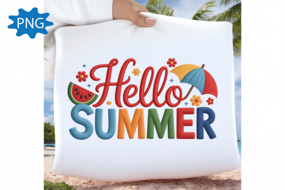 Hello Summer Embroidery Design, Vacation