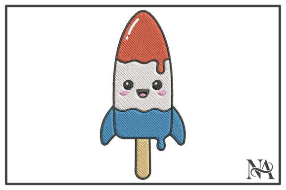 Kawaii Rocket Popsicle Embroidery Design