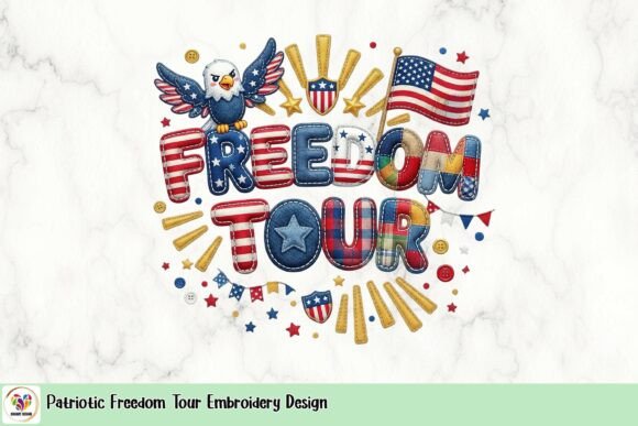 Patriotic Freedom Tour Embroidery Design