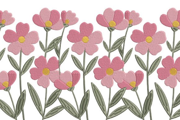 Pink Blossom Floral Embroidery Design