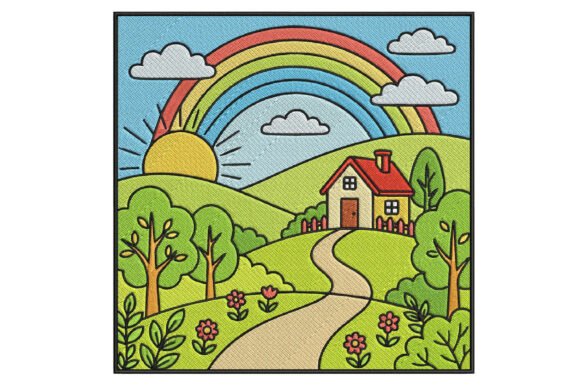 Rainbow Landscape Embroidery Design Review
