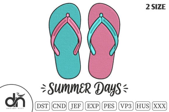 Summer Days Flip-Flops Embroidery